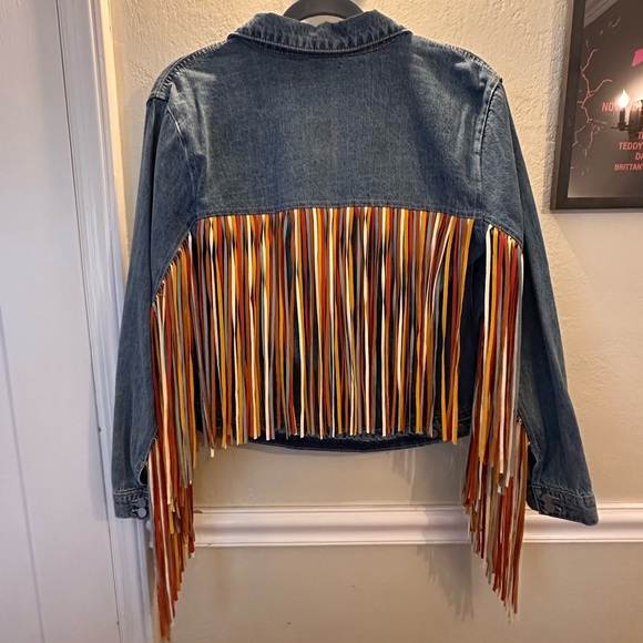 Scully Denim Jacket w/ Multicolor Suede Fringe • Western Boho • M ✨ 🤠✨ - Picture 5 of 6